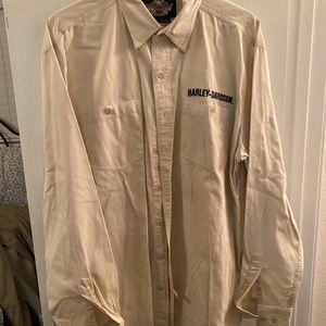 Tan Long Sleeve Harley Davidson Button Down